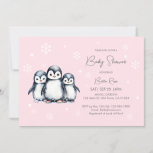 Schattigee sneeuwvlokken Pinguïn Baby shower Kaart