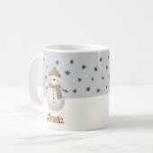 Schattigee Sneeuwvlokken Tekening Naam Kerst Koffiemok (Voorkant links)