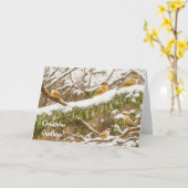 Schattigee Sneeuwvogels op Sneeuwval Kerstvakantie Kaart (Gele Bloem)