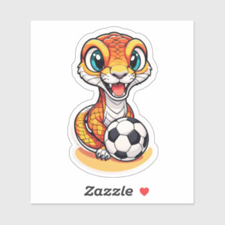 Schattigee Sniger Tiger Snake Spelen Voetbal Sticker