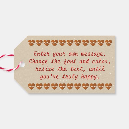 Schattigee Snoep-gestrooide peperkoek kersttrein Cadeaulabel (Achterkant Horizontaal)