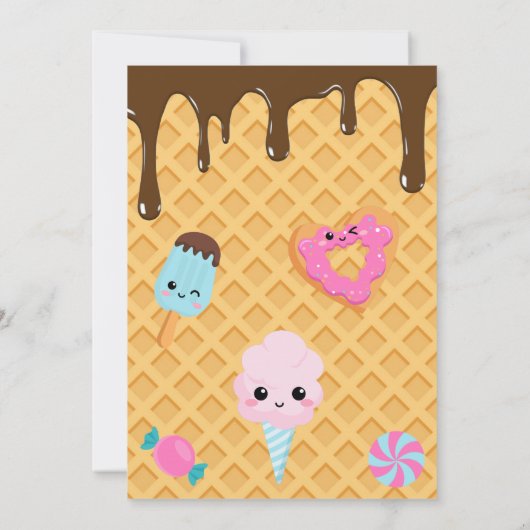 Schattigee snoepjes Kawaii verjaardagsfeestje Kaart (Achterkant)