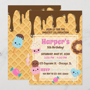 Schattigee snoepjes Kawaii verjaardagsfeestje Kaart