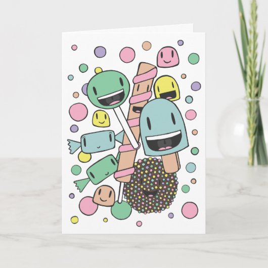 Schattigee snoepjes Lollies Pastel Illustratie Gro Kaart (Voorkant)