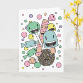 Schattigee snoepjes Lollies Pastel Illustratie Gro Kaart (Gele Bloem)