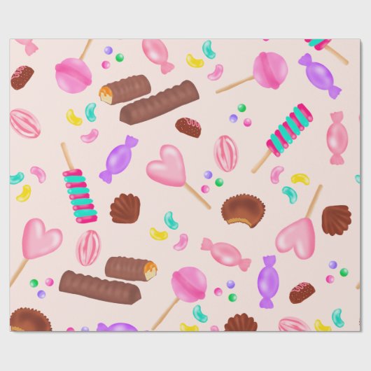 Schattigee snoepjes snoep illustratie kinderen ver cadeaupapier (Vlak)