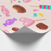 Schattigee snoepjes snoep illustratie kinderen ver cadeaupapier (Hoek)