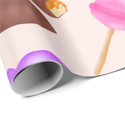 Schattigee snoepjes snoep illustratie kinderen ver cadeaupapier (Rol Hoek)