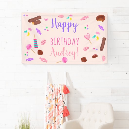 Schattigee snoepjes snoep illustratie kinderen ver spandoek (Insitu)