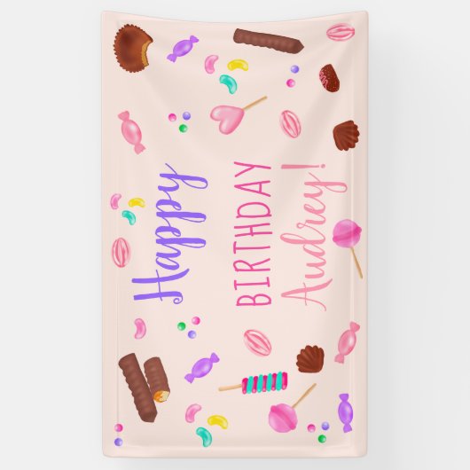 Schattigee snoepjes snoep illustratie kinderen ver spandoek (Verticaal)