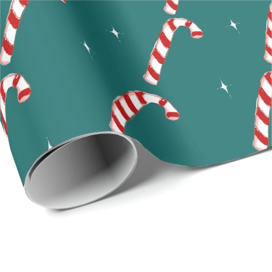 Schattigee snoepriet Blauwgroen kerst Cadeaupapier (Rol Hoek)