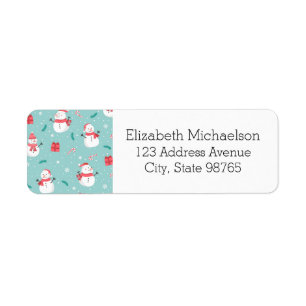 Schattigee snoepstokken en sneeuwpoppen etiket