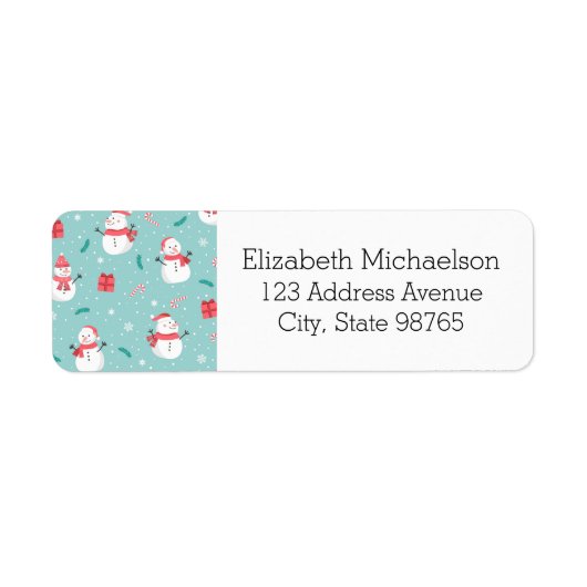 Schattigee snoepstokken en sneeuwpoppen etiket (Voorkant)
