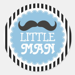 Schattigee snor klein Man Baby shower zwarte strep Ronde Sticker