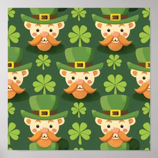 Schattigee snor leprechaun poster (Voorkant)