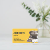 Schattigee snor Pug Plain Gold Visitekaartje (Staand voorkant)