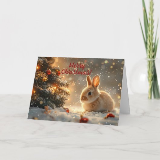 Schattigee Snow Bunny Christmas Kaart Vakantie Gro (Voorkant)