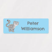 Schattigee Snow Leopard cartoon gepersonaliseerd Labels (Design 2)