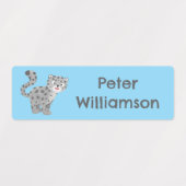 Schattigee Snow Leopard cartoon gepersonaliseerd Labels (Design 1)