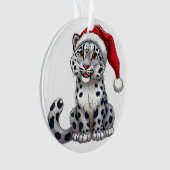 Schattigee Snow Leopard Cartoon in Santa Hat Ornament (voorkant)