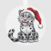 Schattigee Snow Leopard Cartoon in Santa Hat Ornament (achterkant)