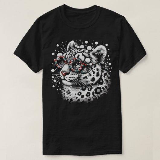 Schattigee Snow Leopard Cub Big Cat Animal Art 2 T-shirt (Design voorkant)