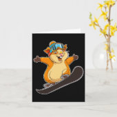 Schattigee snowboardhamster met bril kaart (Gele Bloem)
