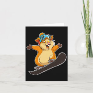Schattigee snowboardhamster met bril kaart