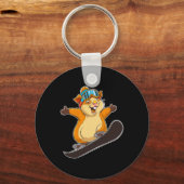 Schattigee snowboardhamster met bril sleutelhanger (Voorkant)