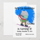 Schattigee Snowboarding Cat Verjaardag, personalis Kaart (Voorkant / Achterkant)