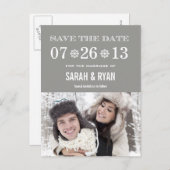 Schattigee Snowflake Grey Save the Date Foto Brief Aankondigingskaart (Voorkant / Achterkant)