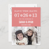 Schattigee Snowflake Peach Sla de datum Foto Brief Aankondigingskaart (Voorkant / Achterkant)