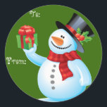 Schattigee Snowman Christmas Gift-tags Ronde Sticker<br><div class="desc">Schattige cadeaubonnen voor uw kerstpakketten. Schattigee Gift labels voor kinderen of volwassenen! Een dunne "Sharpie" pen werkt GEWELDIG op de donkere labels!</div>
