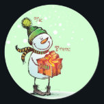 Schattigee Snowman Christmas Gift-tags Ronde Sticker<br><div class="desc">Schattige cadeaubonnen voor uw kerstpakketten. Schattigee Gift labels voor kinderen of volwassenen!</div>