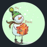 Schattigee Snowman Christmas Gift-tags Ronde Sticker<br><div class="desc">Schattige cadeaubonnen voor uw kerstpakketten. Schattigee Gift labels voor kinderen of volwassenen!</div>