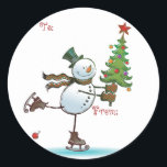 Schattigee Snowman Christmas Gift-tags Ronde Sticker<br><div class="desc">Schattige cadeaubonnen voor uw kerstpakketten. Schattigee Gift labels voor kinderen of volwassenen!</div>