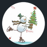 Schattigee Snowman Christmas Gift-tags Ronde Sticker<br><div class="desc">Schattige cadeaubonnen voor uw kerstpakketten. Schattigee Gift labels voor kinderen of volwassenen!</div>