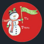 Schattigee Snowman Christmas Gift-tags Ronde Sticker<br><div class="desc">Schattige cadeaubonnen voor uw kerstpakketten. Schattigee Gift labels voor kinderen of volwassenen! Een dunne "Sharpie" pen werkt GEWELDIG op de donkere labels!</div>