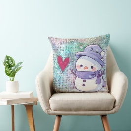Schattigee Snowman Pastel Pattern Heart Kussen