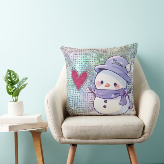 Schattigee Snowman Pastel Pattern Heart Kussen (Stoel)