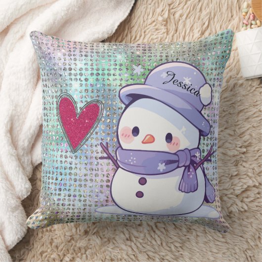 Schattigee Snowman Pastel Pattern Heart Kussen (Deken)