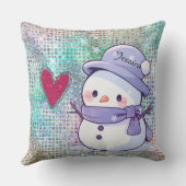 Schattigee Snowman Pastel Pattern Heart Kussen (Achterkant)