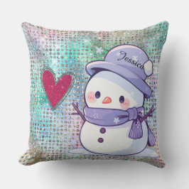 Schattigee Snowman Pastel Pattern Heart Kussen