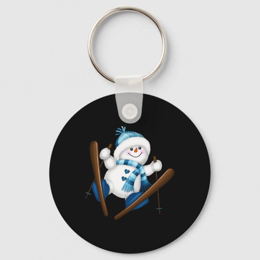 Schattigee Snowman Snowboarder Christmas Gi Sleutelhanger (Voorkant)