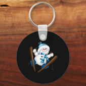 Schattigee Snowman Snowboarder Christmas Gi Sleutelhanger (Voorkant)