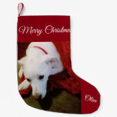 Schattigee Snowy White Lab Mix Hond Kerstkous Kleine Kerstsok (Voorkant)