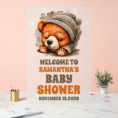 Schattigee Snuggle Beer Baby shower Welkom Frosted Acryl Bord (Huwelijk)
