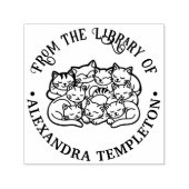 Schattigee Snuggling Sleeping Cats Library Boeknaa Zelfinktende Stempel (Design)