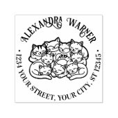 Schattigee Snuggling Sleeping Cats Naam Adres Zelfinktende Stempel (Design)