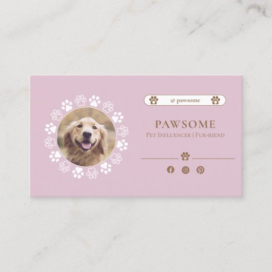 Schattigee Social Media Pet Influencer Dusty Pink Visitekaartje (Voorkant)